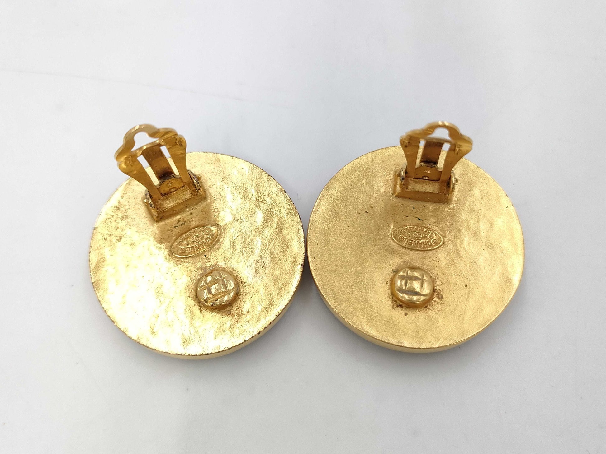 CHANEL Earrings Marble Coco Mark Stone Large 95A Earrings