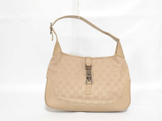 GUCCI GG Canvas Gucci Jackie One Shoulder Bag Brown Canvas x Leather Shoulder Bag