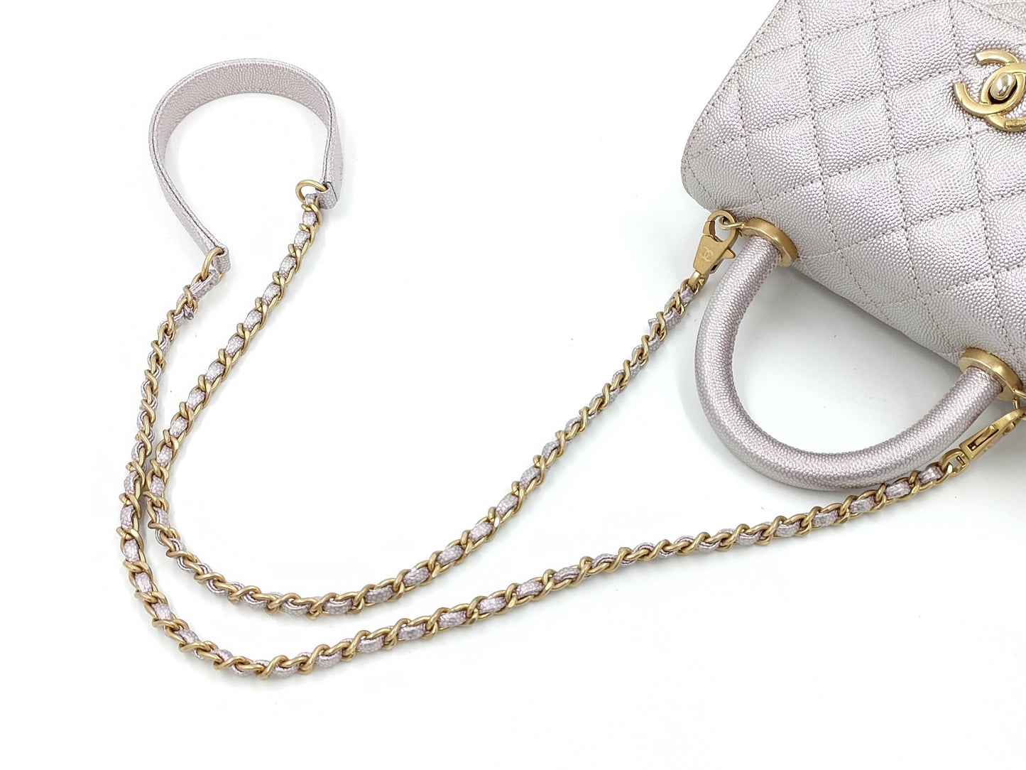 CHANEL Coco Handle 2WAY Handbag XXS Pink Shiny Caviar Skin AS2215 Bag