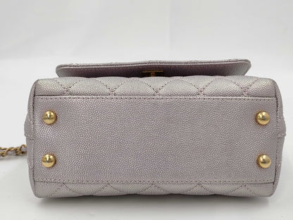 CHANEL Coco Handle 2WAY Handbag XXS Pink Shiny Caviar Skin AS2215 Bag