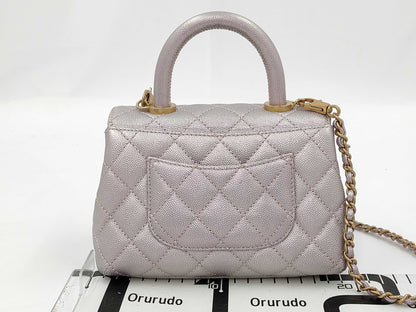 CHANEL Coco Handle 2WAY Handbag XXS Pink Shiny Caviar Skin AS2215 Bag