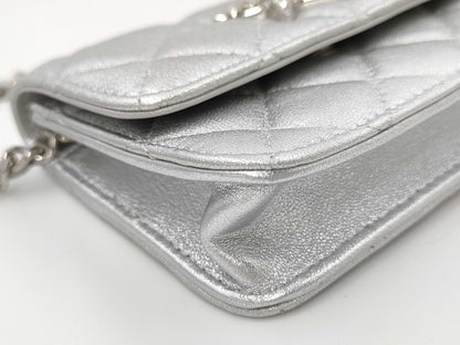 CHANEL Star Motif Chain Silver Shoulder Bag