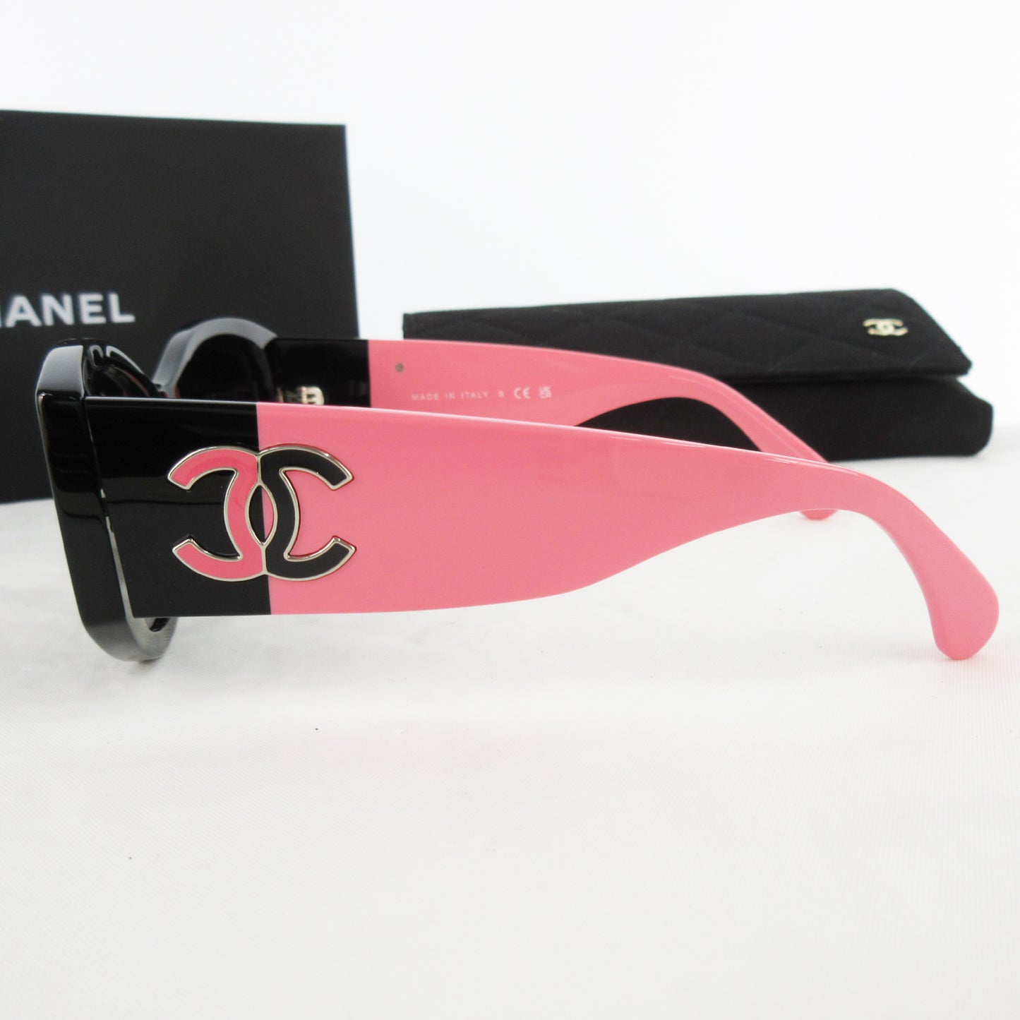 CHANEL Oval Shape Eyewear Cocomark Black Pink 5524-A c.535/S4 Sunglasses & Glasses