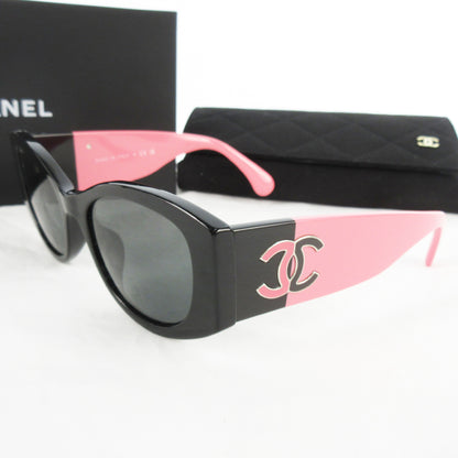 CHANEL Oval Shape Eyewear Cocomark Black Pink 5524-A c.535/S4 Sunglasses & Glasses