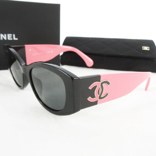 CHANEL Oval Shape Eyewear Cocomark Black Pink 5524-A c.535/S4 Sunglasses & Glasses