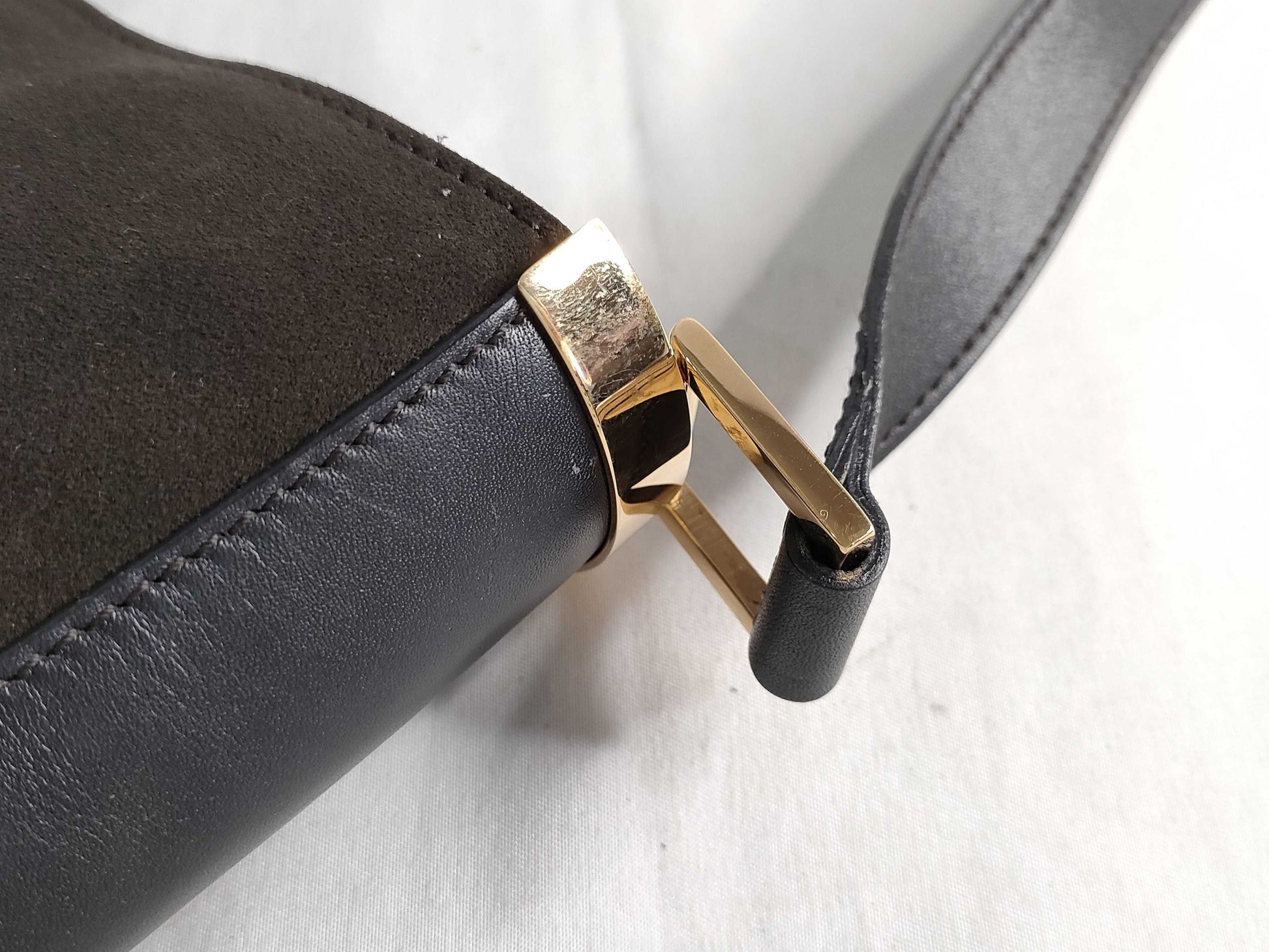 GUCCI Gucci Suede x Leather Shoulder Bag Storage Bag Shoulder Bag