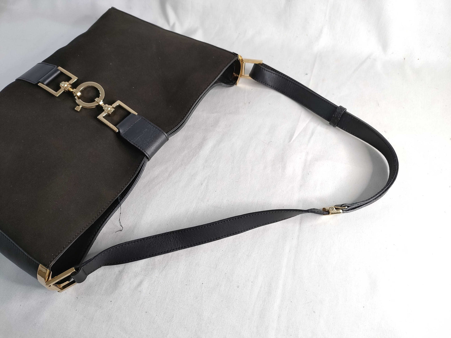 GUCCI Gucci Suede x Leather Shoulder Bag Storage Bag Shoulder Bag