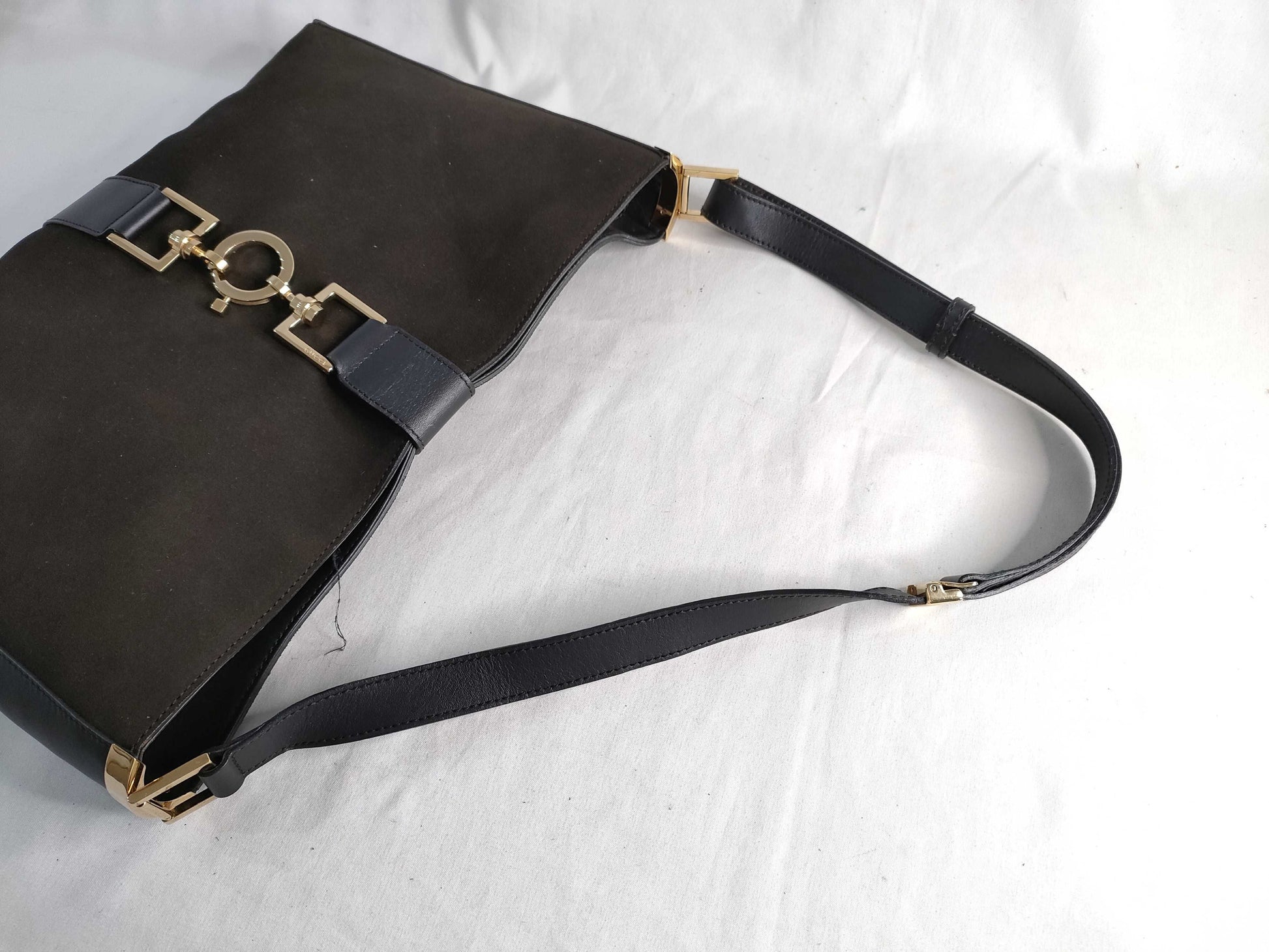 GUCCI Gucci Suede x Leather Shoulder Bag Storage Bag Shoulder Bag