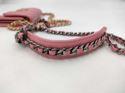 CHANEL Chain Bag 19 Pink Coin Case Shoulder Bag