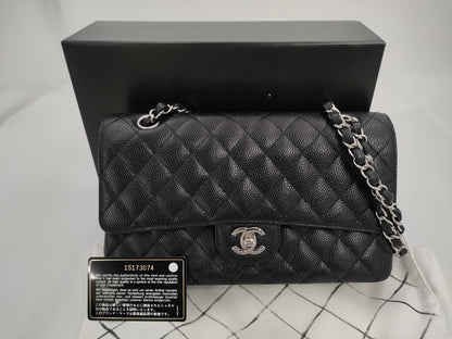 CHANEL Matlasse 25 Caviar Skin Black W Flap W Chain Shoulder Bag