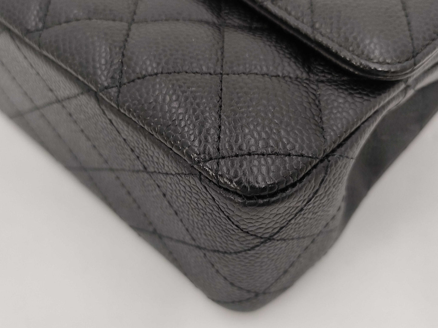 CHANEL Matlasse 25 Caviar Skin Black W Flap W Chain Shoulder Bag