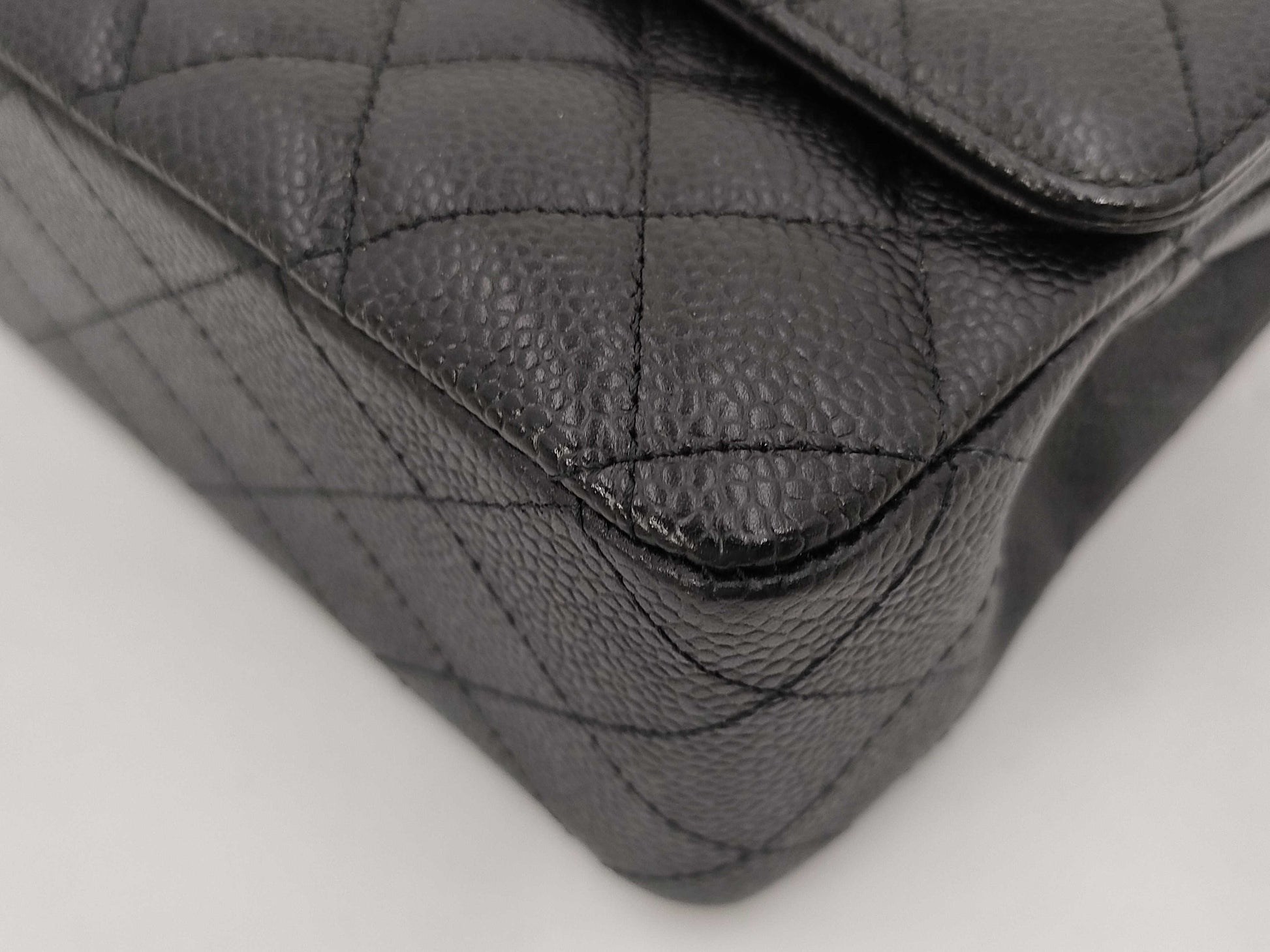 CHANEL Matlasse 25 Caviar Skin Black W Flap W Chain Shoulder Bag