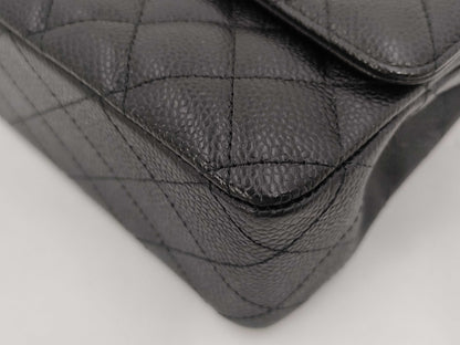 CHANEL Matlasse 25 Caviar Skin Black W Flap W Chain Shoulder Bag
