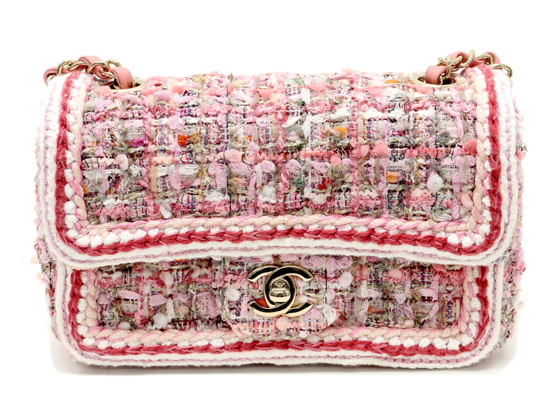 CHANEL CHANEL Tweed Single Chain Single Flap Chain Shoulder Bag Pink 28th Shoulder Bag