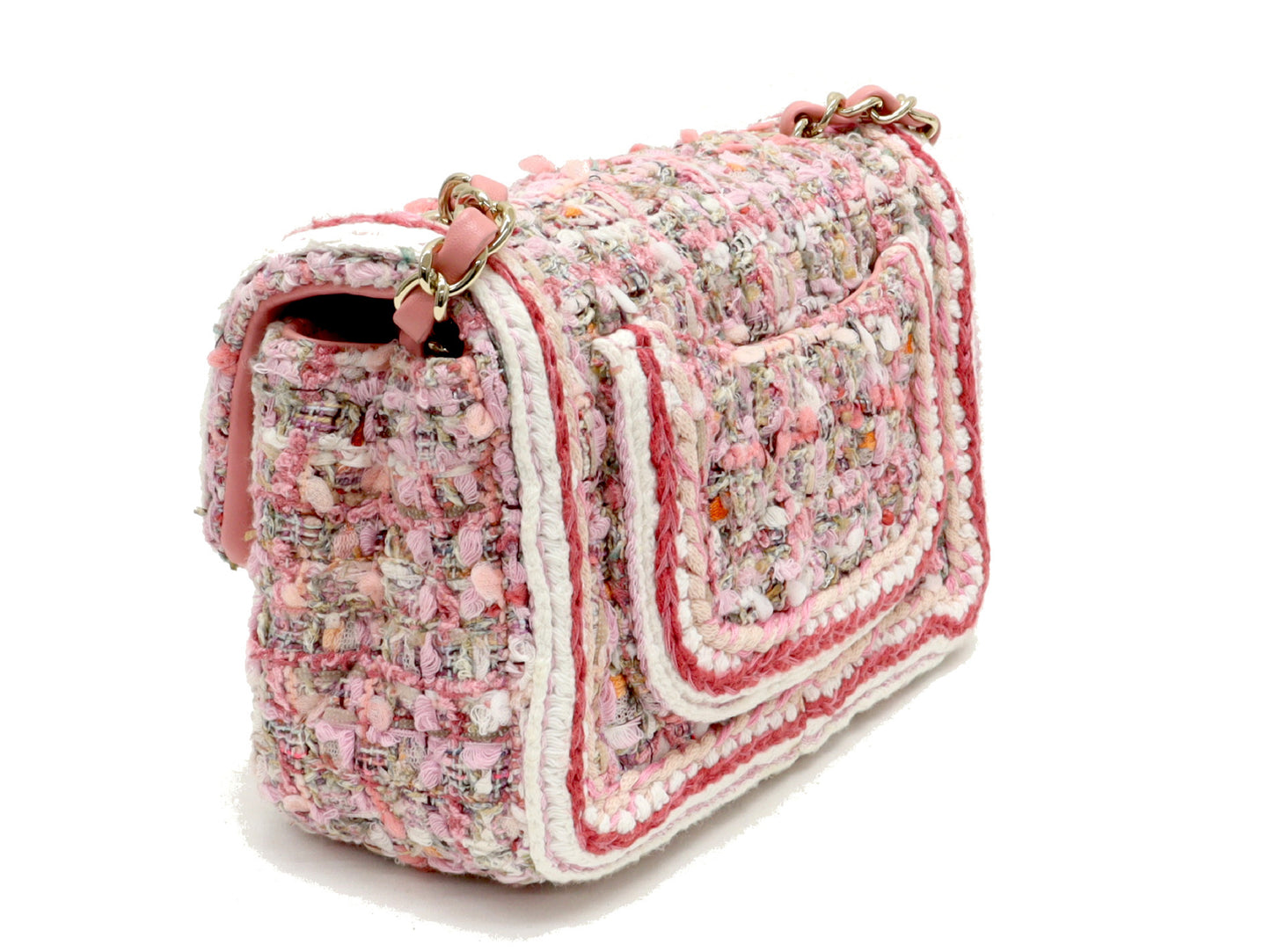 CHANEL CHANEL Tweed Single Chain Single Flap Chain Shoulder Bag Pink 28th Shoulder Bag