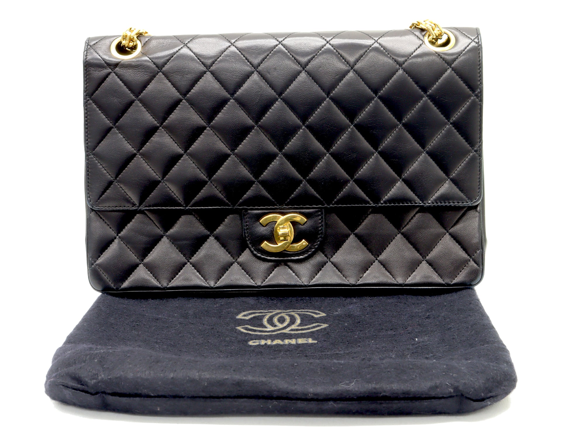 CHANEL CHANEL Matlassse Lambskin Chain Shoulder Bag W Chain/W Flap Black Shoulder Bag