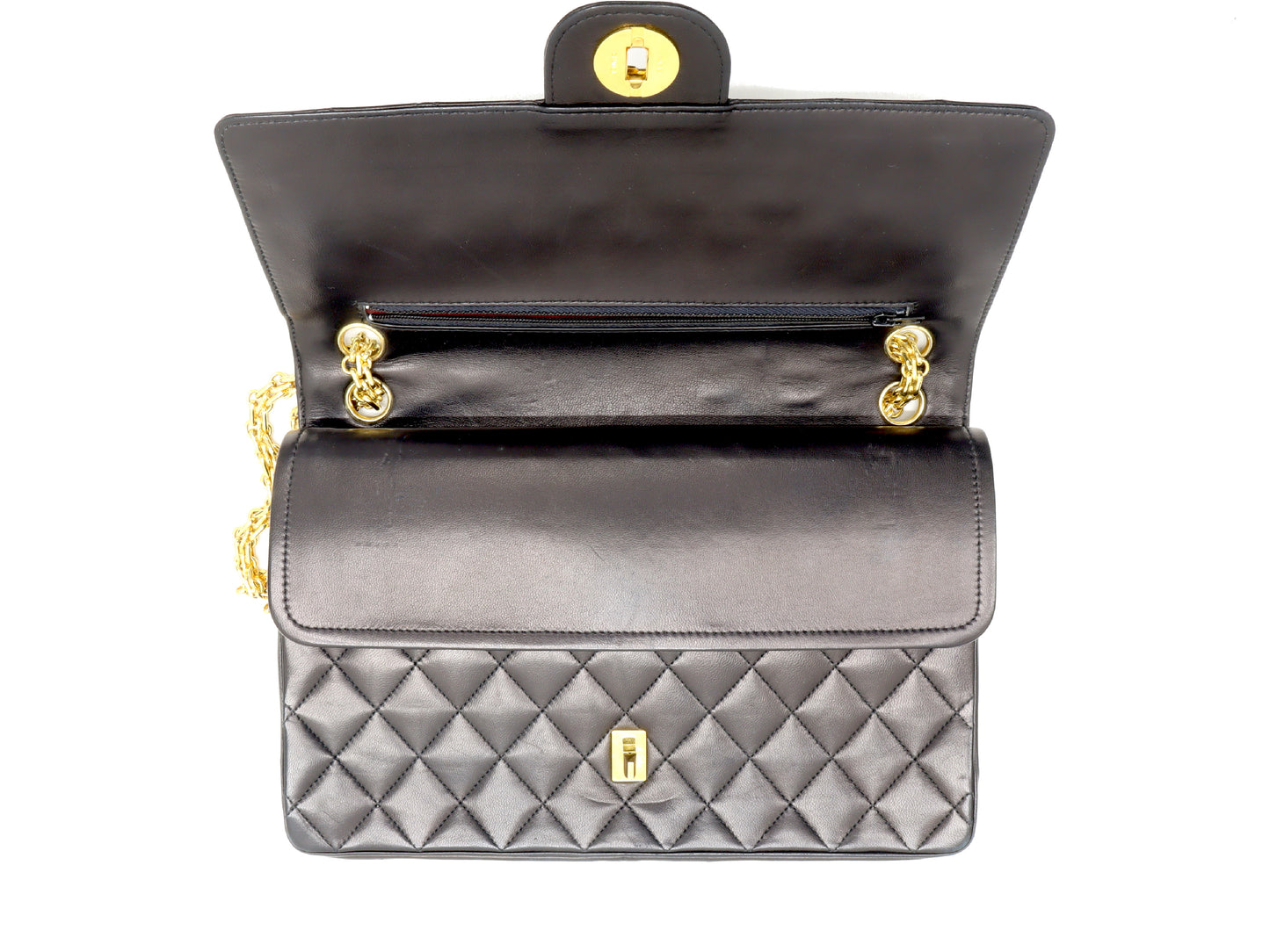 CHANEL CHANEL Matlassse Lambskin Chain Shoulder Bag W Chain/W Flap Black Shoulder Bag