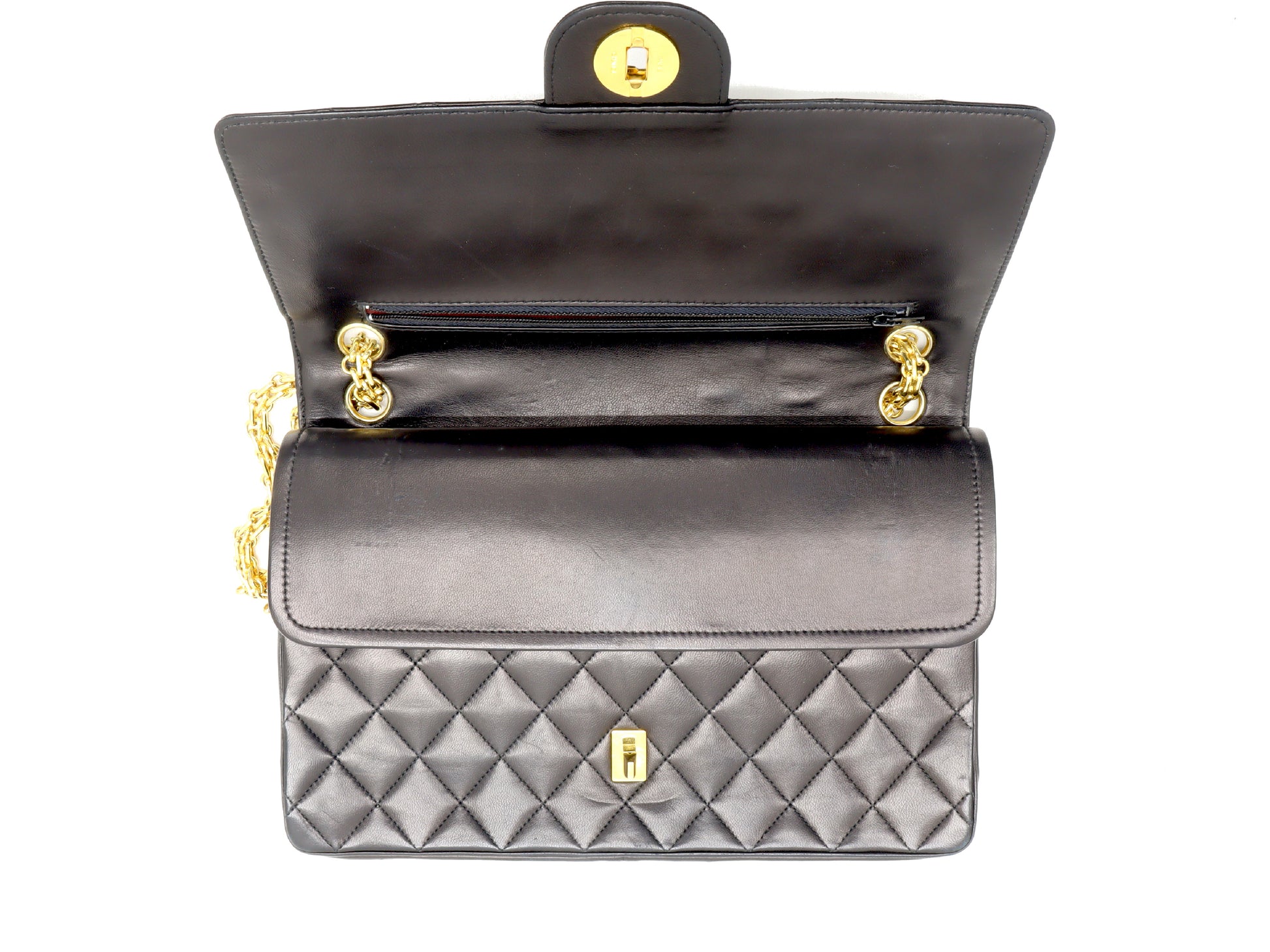 CHANEL CHANEL Matlassse Lambskin Chain Shoulder Bag W Chain/W Flap Black Shoulder Bag