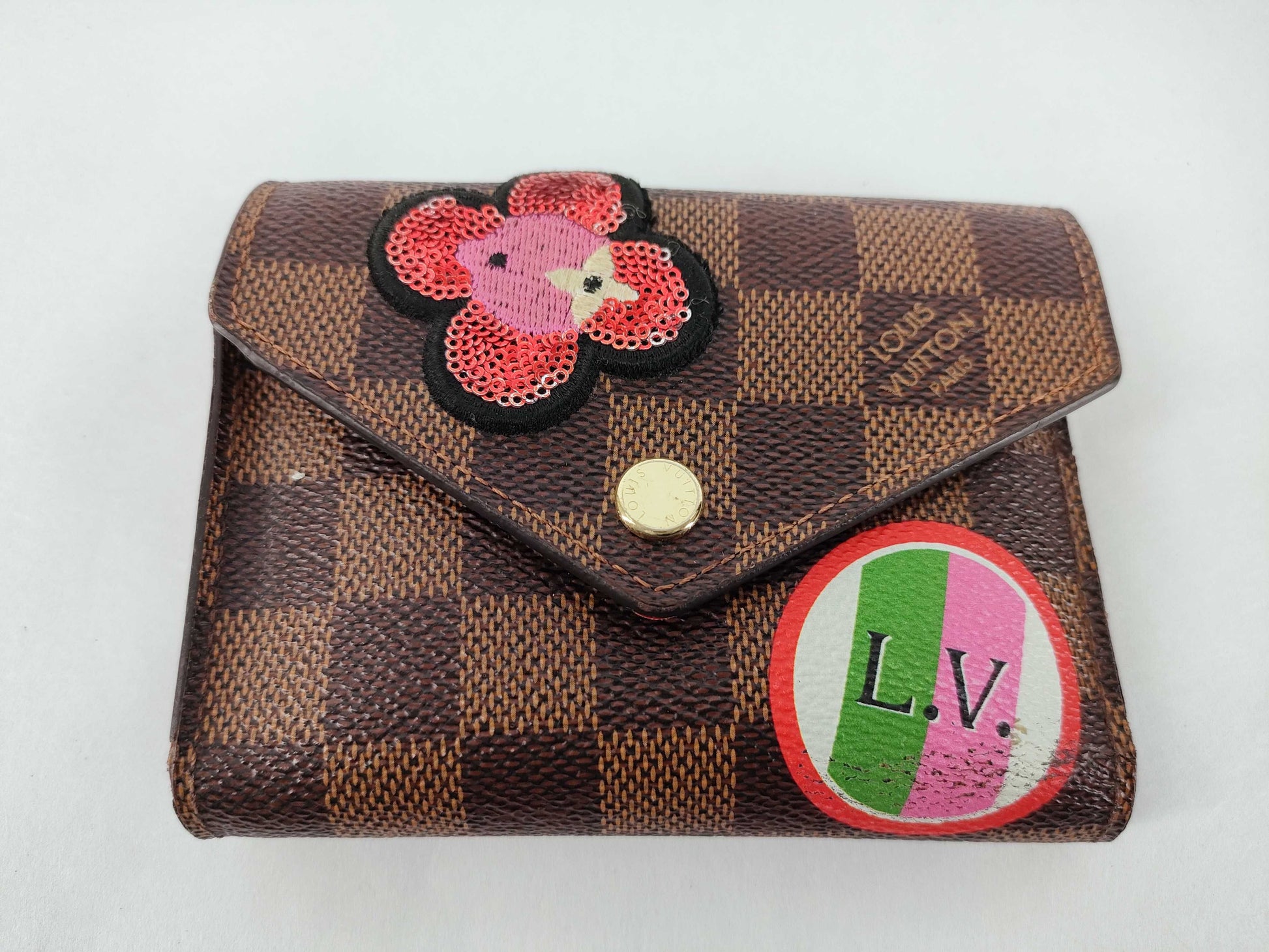 LOUIS VUITTON Damier Vuitton Victorine Damier Sequin N60149 MI4108 Wallet