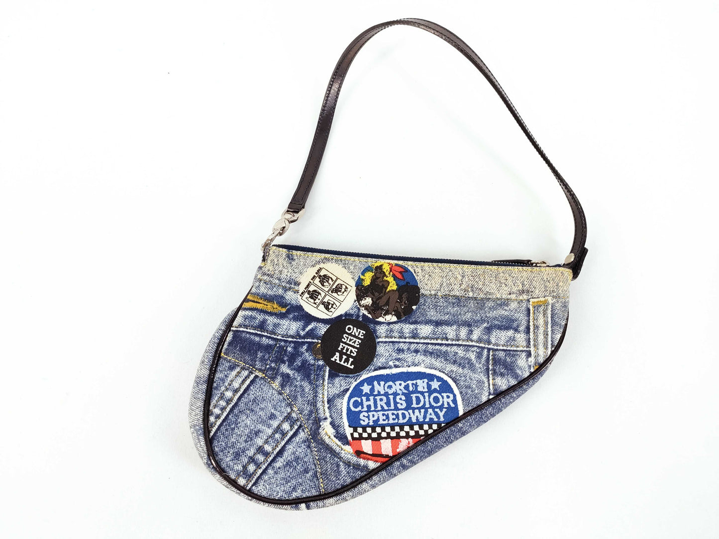 Dior Dior Christian Dior Denim Print Saddle Handbag Handbag