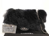 CHANEL Black Lamb Skin Fur Single Flap Shoulder Bag 21st Shoulder Bag