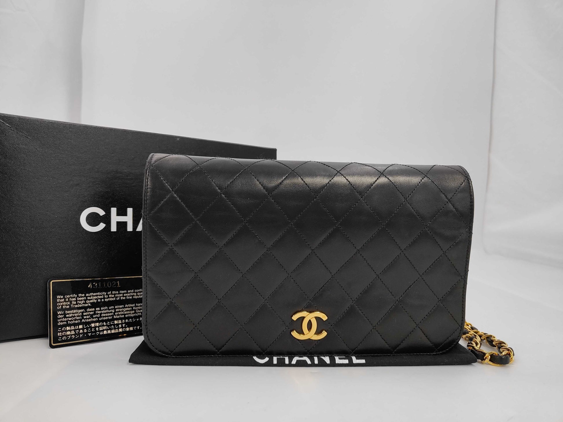 CHANEL Matlasse Chain Shoulder Bag Black Lambskin 4th Shoulder Bag