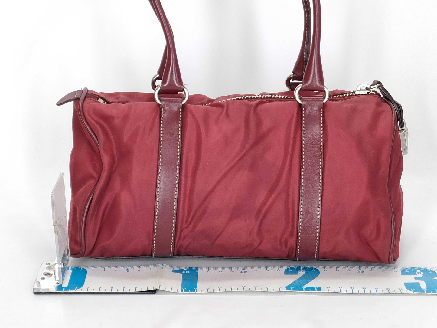 PRADA Nylon Prada Nylon Leather Bag Red Handbag