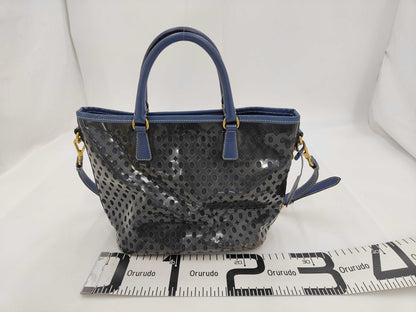 PRADA Handbag Vinyl Perforated Blue Handbag