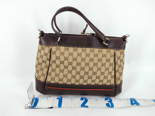 GUCCI GG Canvas Gucci GG Canvas Canvas x Leather 2-Way Bag Beige 269894 Handbag