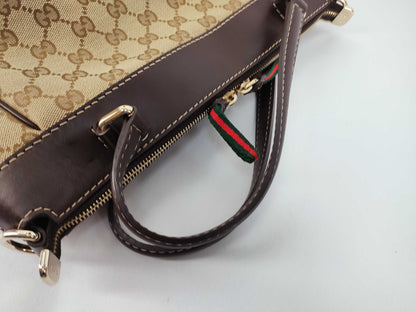 GUCCI GG Canvas Gucci GG Canvas Canvas x Leather 2-Way Bag Beige 269894 Handbag