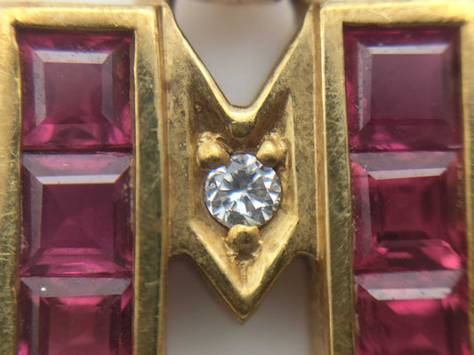 MIKIMOTO Ruby and Diamond 18K Gold Pendant Top 