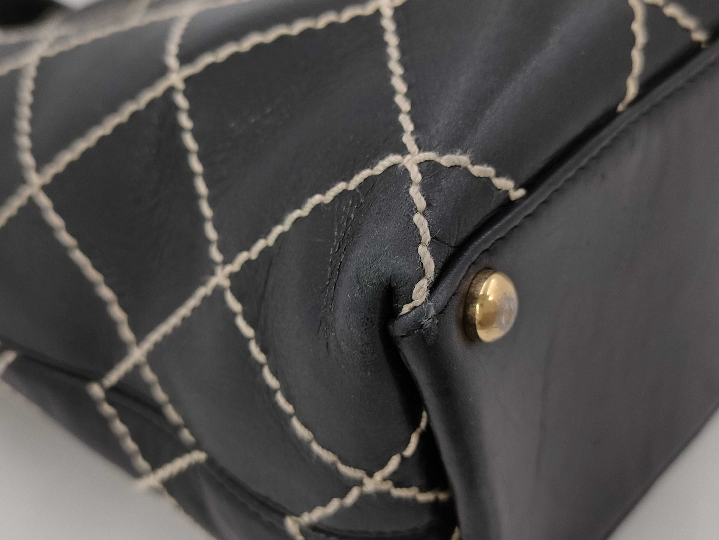 CHANEL Wild Stitch Handbag 7th Range Logo Plate Off Tote Bag