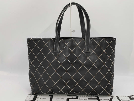 CHANEL Wild Stitch Handbag 7th Range Logo Plate Off Tote Bag