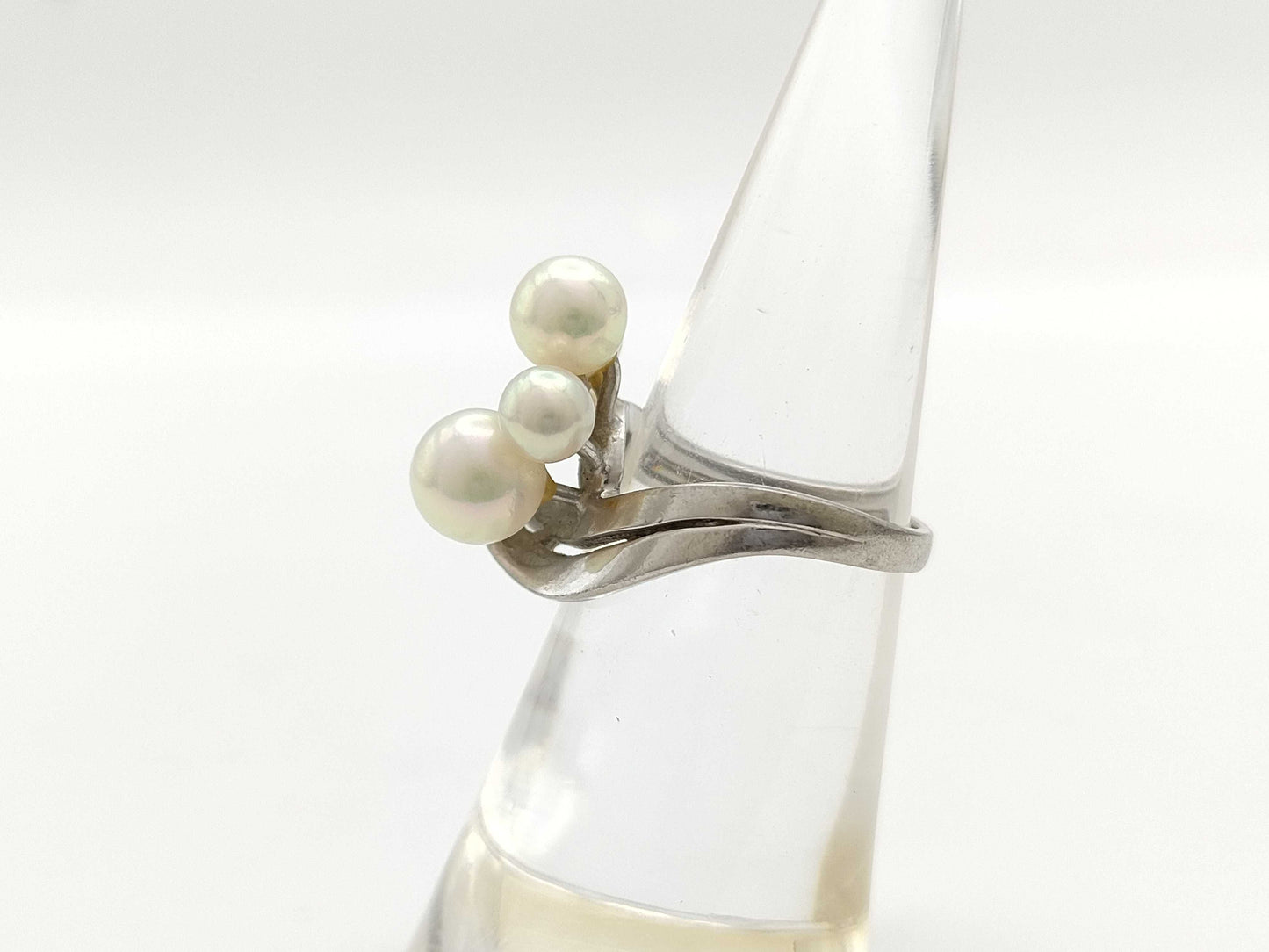 Pearl Ring, Diameter Approx. 4.5-6.6mm, Diamond, Pt900, 7.0g 