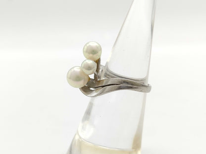 Pearl Ring, Diameter Approx. 4.5-6.6mm, Diamond, Pt900, 7.0g 
