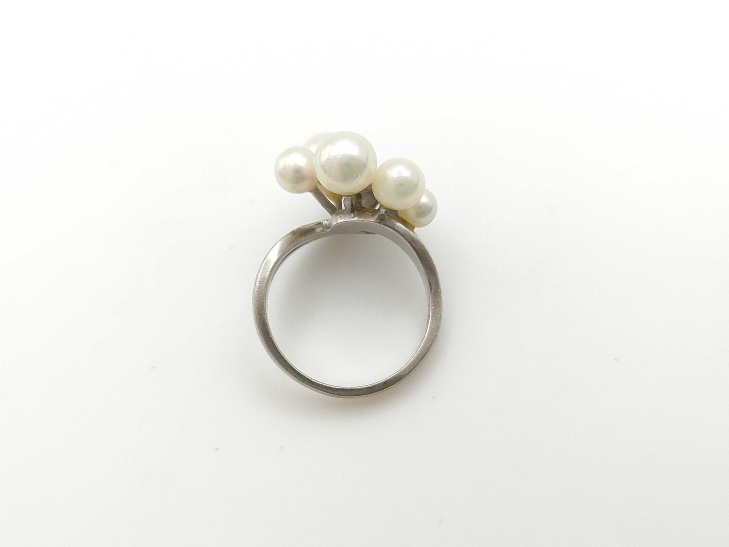 Pearl Ring, Diameter Approx. 4.5-6.6mm, Diamond, Pt900, 7.0g 