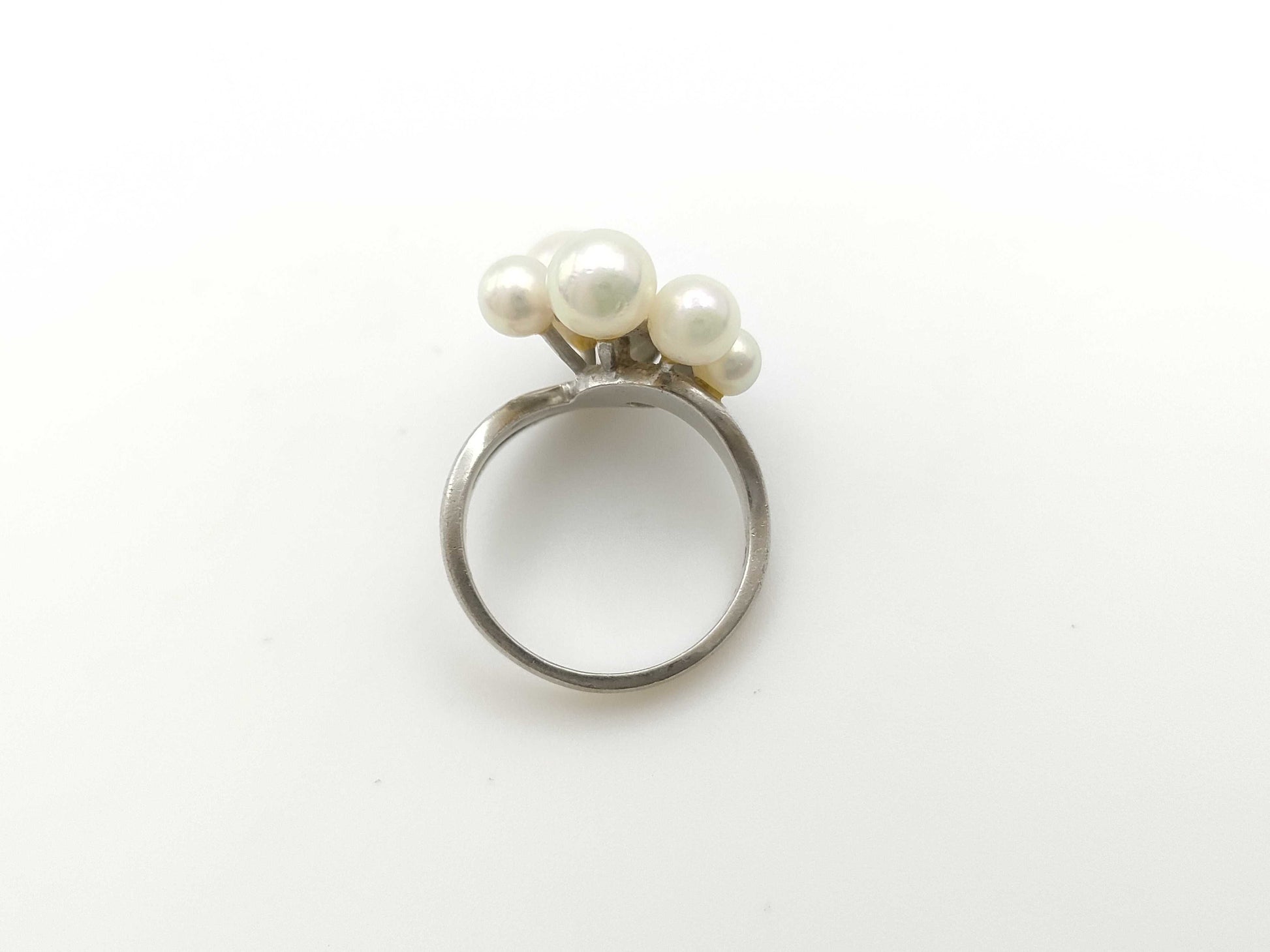 Pearl Ring, Diameter Approx. 4.5-6.6mm, Diamond, Pt900, 7.0g 