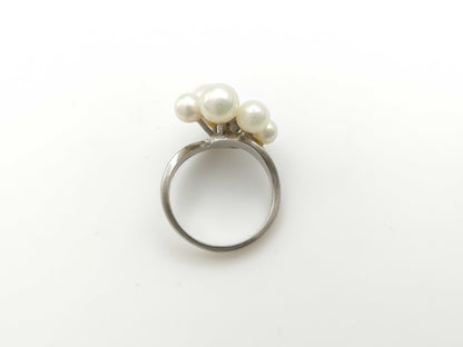 Pearl Ring, Diameter Approx. 4.5-6.6mm, Diamond, Pt900, 7.0g 