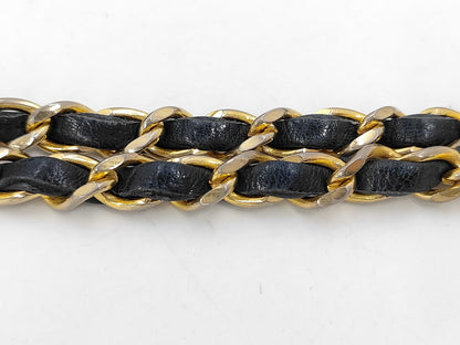 CHANEL Matlasse Lambskin Chain Shoulder 25 Navy Shoulder Bag