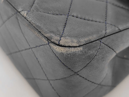 CHANEL Matlasse Lambskin Chain Shoulder 25 Navy Shoulder Bag