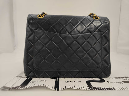 CHANEL Matlasse Lambskin Chain Shoulder 25 Navy Shoulder Bag