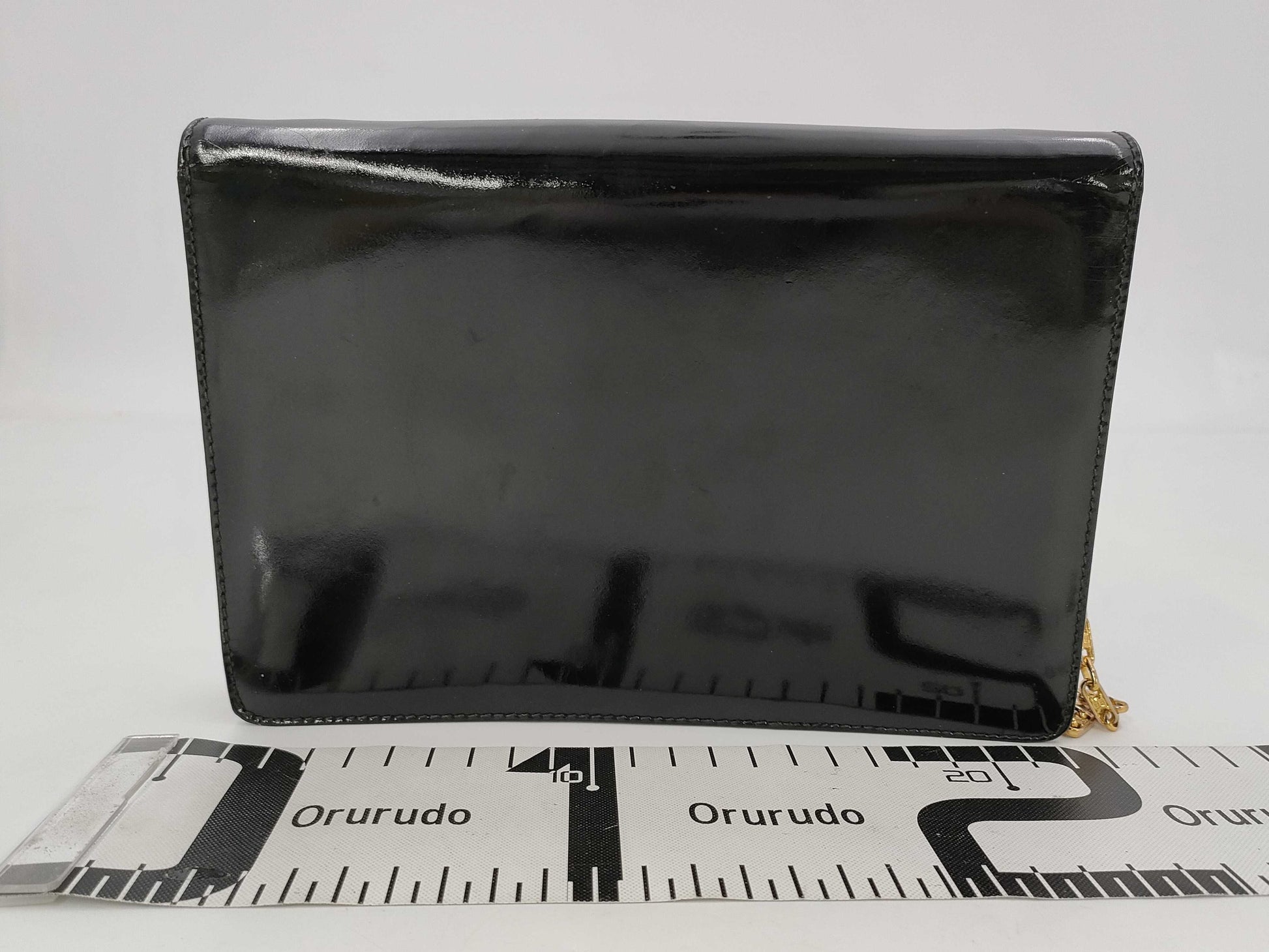 CELINE Macadam Chain Triomphe Black Leather Shoulder Bag