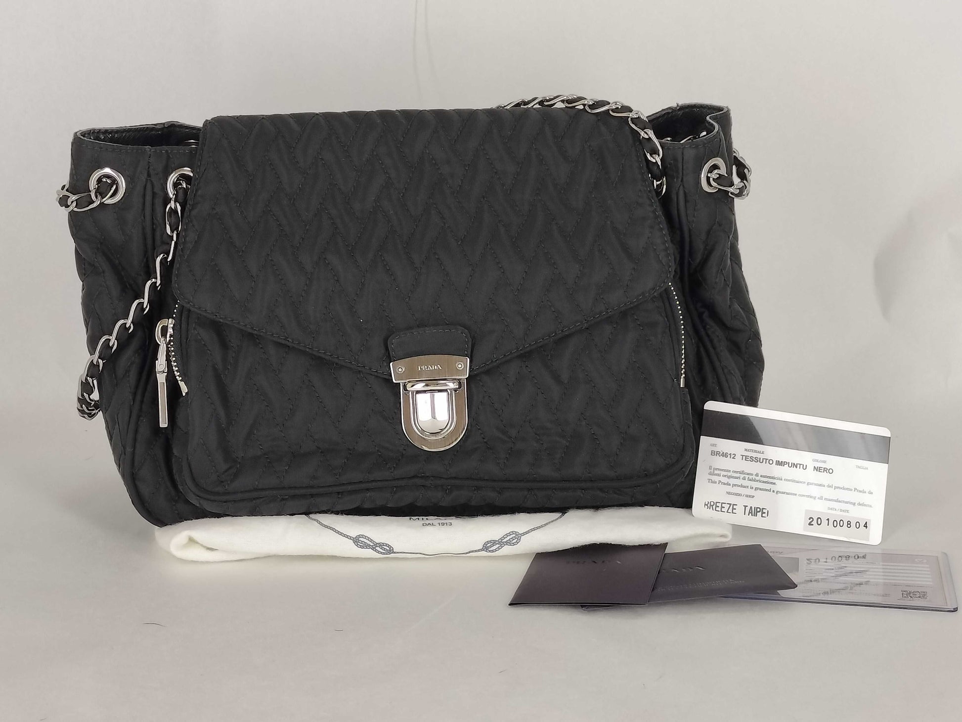 PRADA Nylon Nylon Quilted Chain Shoulder Bag Black BR4612 [Carded] Shoulder Bag