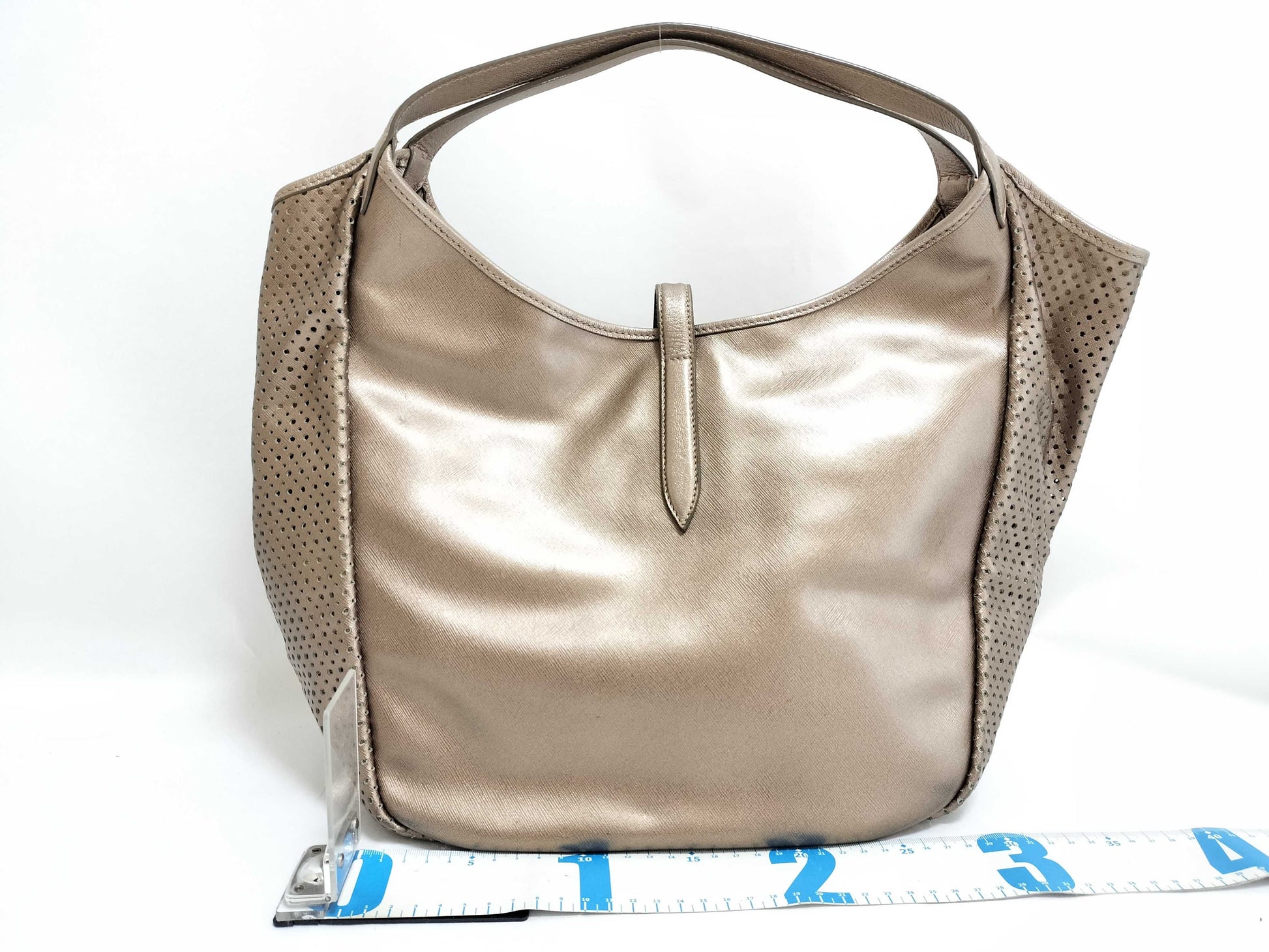 Salvatore Ferragamo Gancini Gancini Leather Perforated Handbag Tote Bag Tote Bag