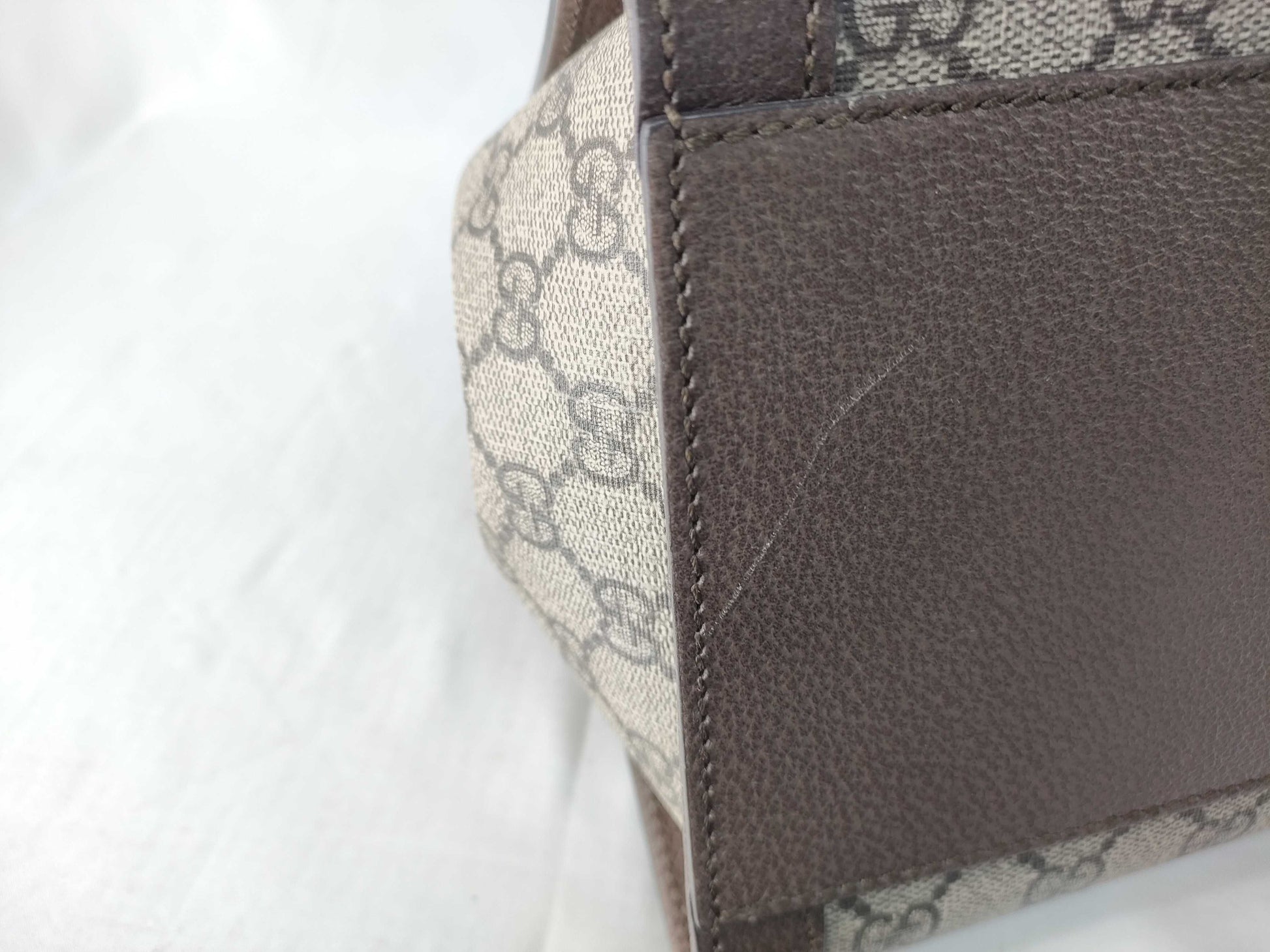 GUCCI GG Supreme Ophidia 524537/498879 PVC/Leather Beige/Brown Sherry Line Handbag