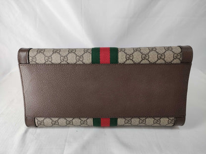 GUCCI GG Supreme Ophidia 524537/498879 PVC/Leather Beige/Brown Sherry Line Handbag