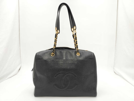 CHANEL Chain Shoulder Cocomark Caviar Skin Black Cereal: 5180080 Shoulder Bag