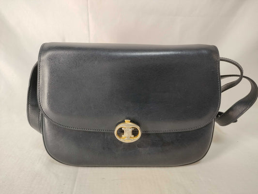 Celine Dark Navy Leather Shoulder Bag with Macadam GP Hardware