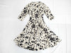 MARNI seven-sleeve dress with abstract pattern, ivory/black cotton, size 38.
