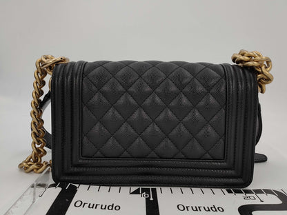 CHANEL Caviar Skin Boy Chanel Small G Hardware Chain Shoulder Bag Black 29th Series Shoulder Bag